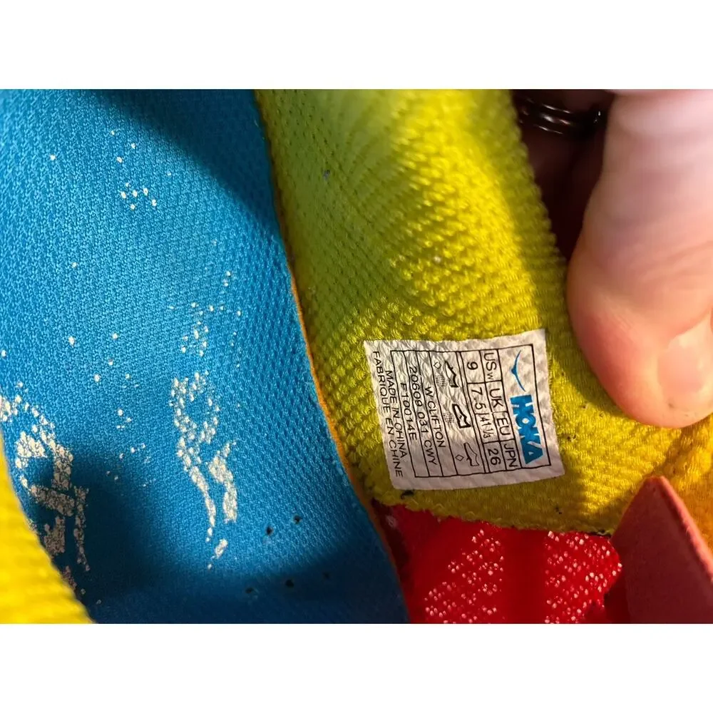 Hoka One One Clifton 1 Road Running Shoes Womens Sz 9 Pink Yellow Coral - Picture 6 of 8